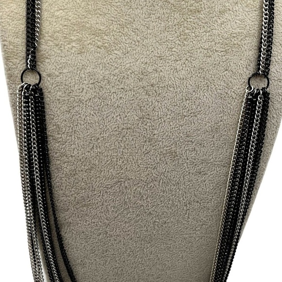 Multi-Layered Black & Silver Chain Necklace. A16 - Picture 3 of 7